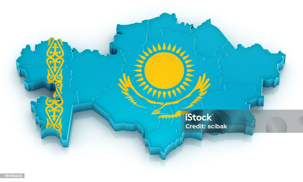 Cazaquistão mapa com Bandeira - Royalty-free Cazaquistão Foto de stock