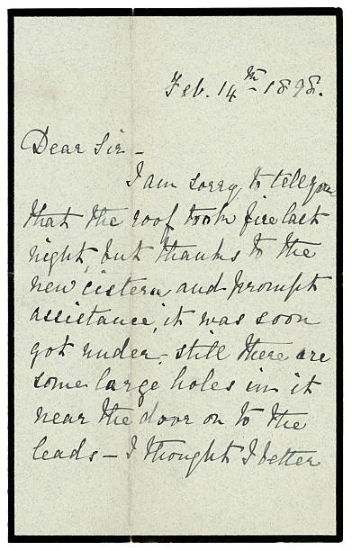istock Victorian letter about a roof fire, 1898 184386636