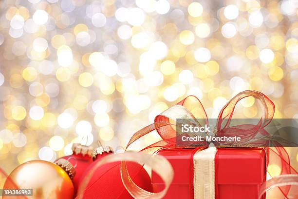 Christmas Present With Illuminated Background Stock Photo - Download Image Now - Aluminum, Box - Container, Celebration