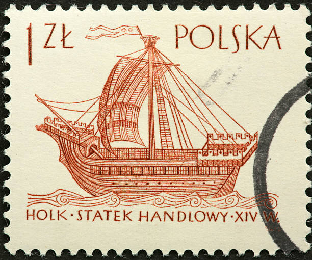 istock vintage sailing galleon on a Polish postage stamp 184387763
