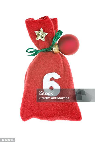 Red Christmas Bag For Advent Calendar Isolated On White Stock Photo - Download Image Now