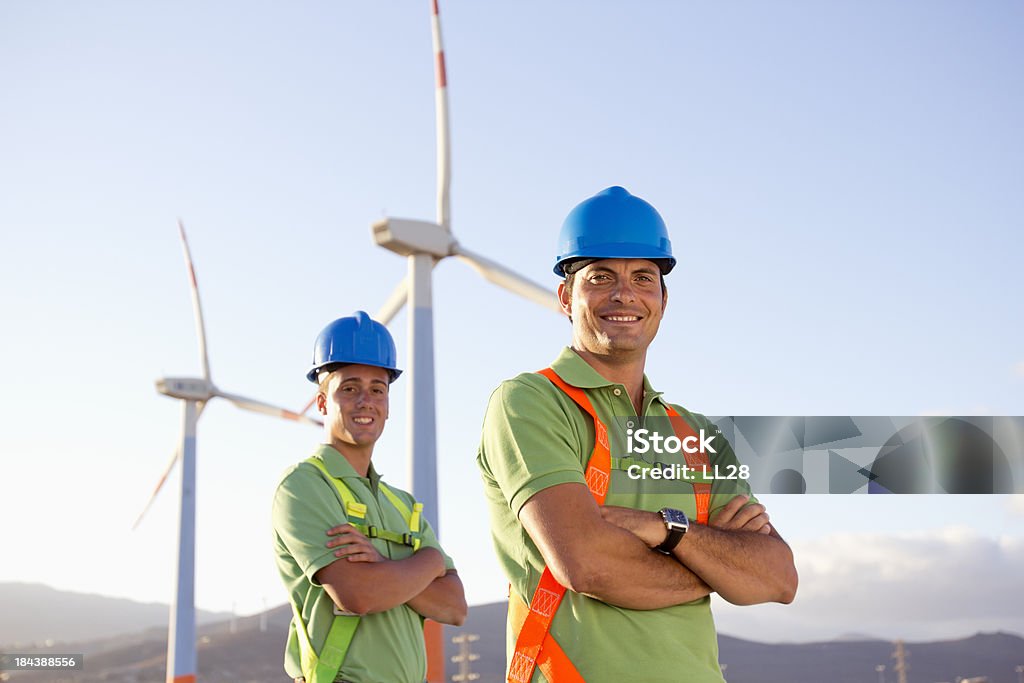 Renewable energy jobs Environmental portrait of two renewable energy workers.  Promoting jobs to produce energy in a responsible and sustainable way (ISO 100). All my images have been processed in 16 Bits and transfer down to 8 before uploading. Adult Stock Photo