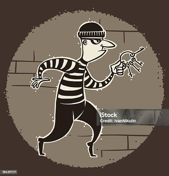 Distorted Robber Retro Robber In Mask With Skeleton Keys Stock Illustration - Download ...