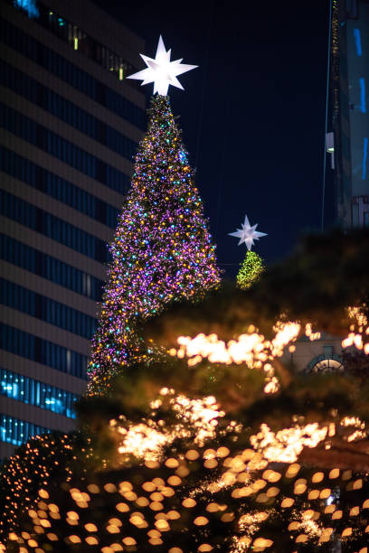 istock Merry Christmas tree illuminated holiday decorations with selective focus 1843912568