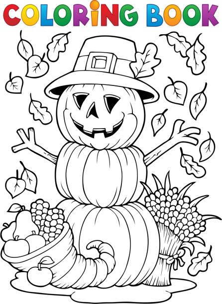 Coloring book Thanksgiving image 4 Coloring book Thanksgiving image 4 - eps10 vector illustration. autumn coloring pages stock illustrations