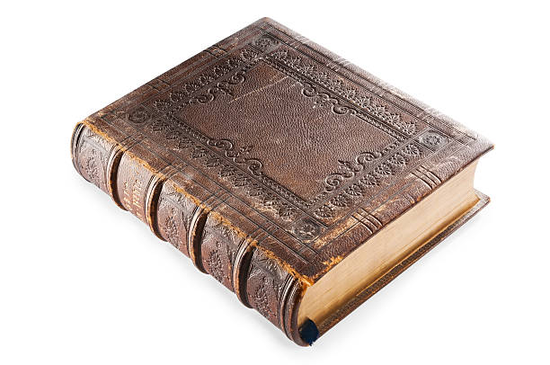 istock Ancient leather Holy Bible isolated on white background 184391923