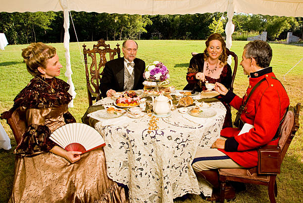 tea-party - old fashioned tea cup victorian style beauty stock-fotos und bilder