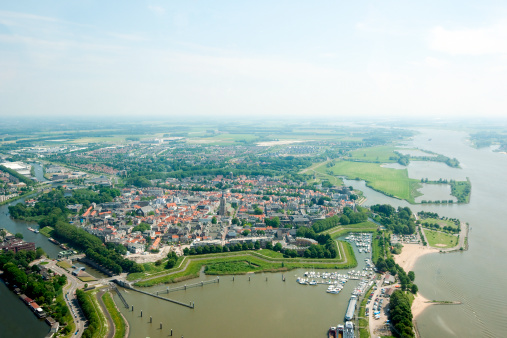 Aerial view over the old city of Gorinchem