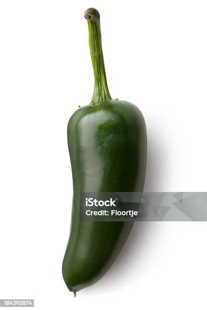 Vegetables Jalapeno Peppers Isolated On White Background Stock Photo - Download Image Now