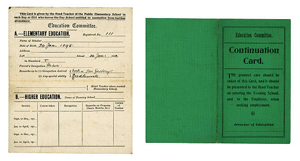 Old British school-leaver's card, 1912