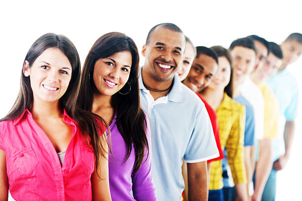 istock Group of young people standing in a row. 184393026