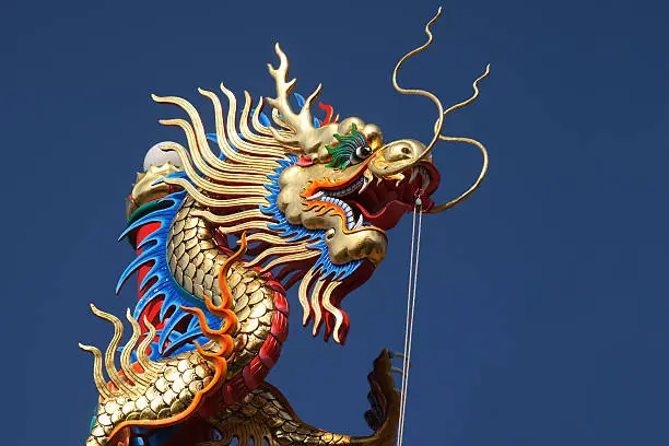 Chinese Dragon Sculpture at Chinese Temple.:More images about Chinese Dragon: