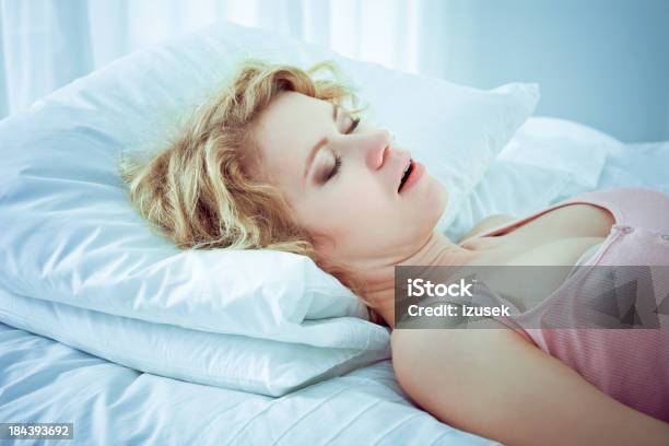 Snoring Woman Stock Photo - Download Image Now - Snoring, Women, Only Women