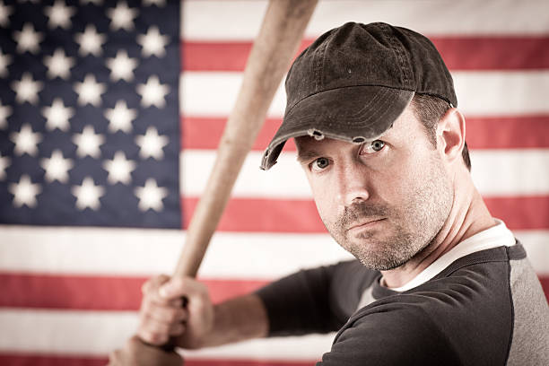 vintage beisebol da bandeira norte-americana - baseball player american flag sport men - fotografias e filmes do acervo