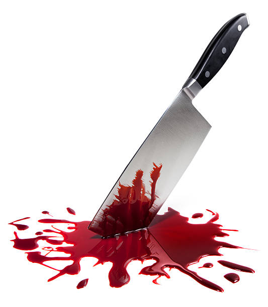 Bloody Butcher Knife on White stock photo