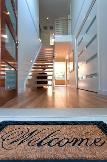 istock Close up of a welcome mat in inviting house 184394062