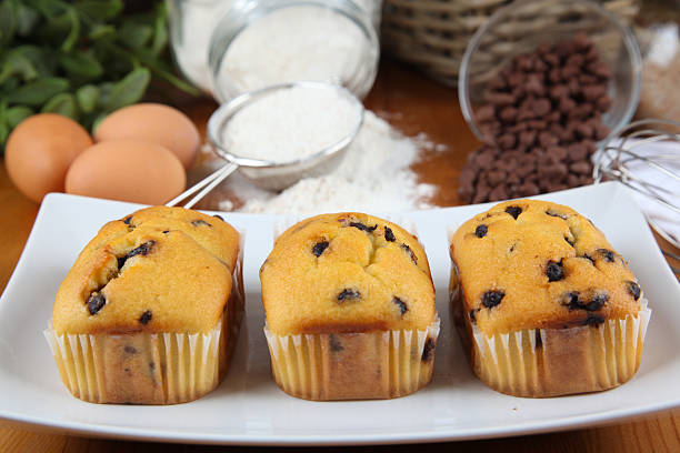 Chocolate chip muffin stock photo