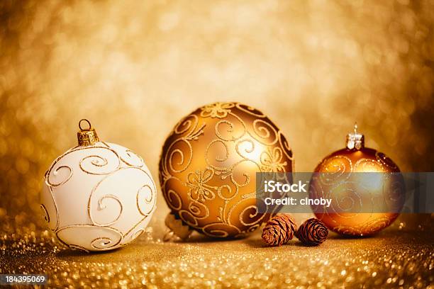 Glittery Christmas Baubles Stock Photo - Download Image Now - Bright, Celebration, Celebration Event