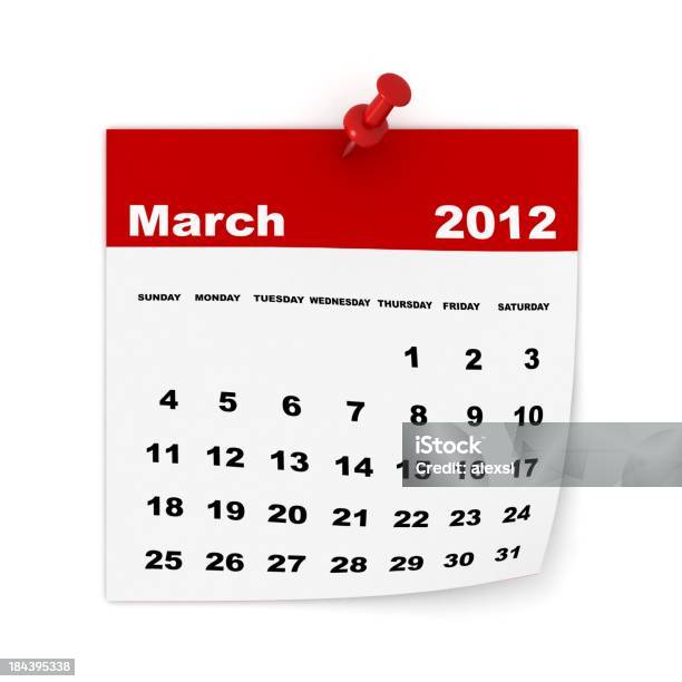 Calendario De Marzo De 2012 Foto de stock y más banco de imágenes de 2012 - 2012, Calendario, Cuadrado - Composición