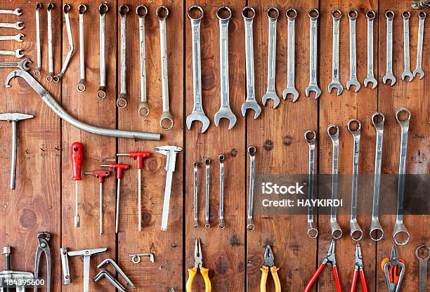 Hanging Tools Stock Photo - Download Image Now - Pegboard, Wall - Building Feature, Work Tool