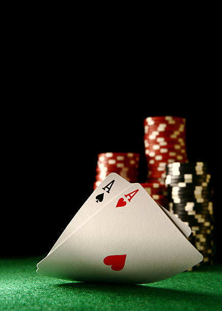 Pocket Aces Pocket Aces playing Texas Hold'em. texas hold em photos stock pictures, royalty-free photos & images