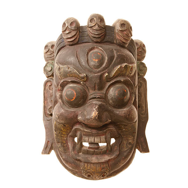 istock Tibetian mask isolated on white background 184396521