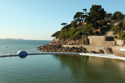 Sea pool at the main beach the Plage de l'Ecluse in Dinard, France. 
