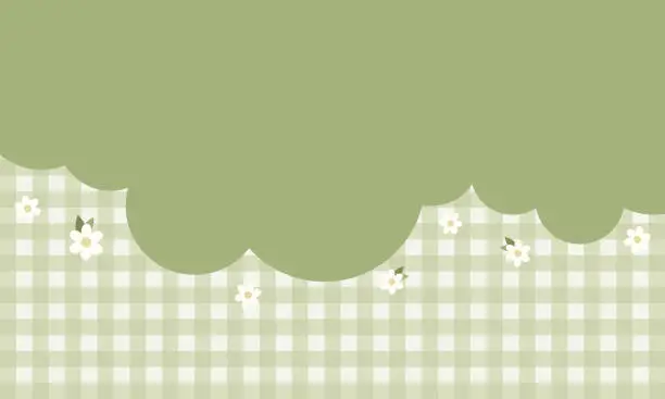 Vector illustration of Cute Kawaii Green Grid Landscape Background Vector