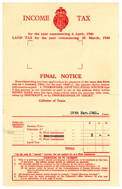 istock British Income Tax Final Notice, 1940-41 184396896