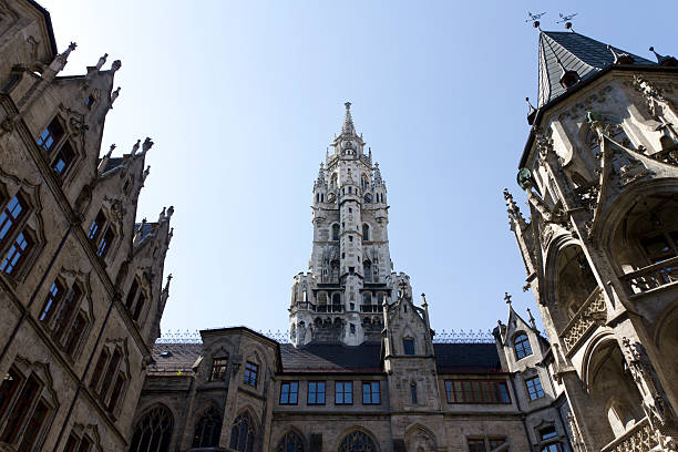 Munich City Hall "Courtyard of the Neues Rathaus at the Marienplatz in Munich, Germany." munich city hall stock pictures, royalty-free photos & images