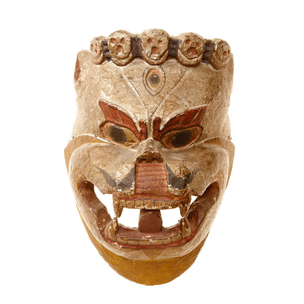 istock Tibetian mask isolated on white background 184397431
