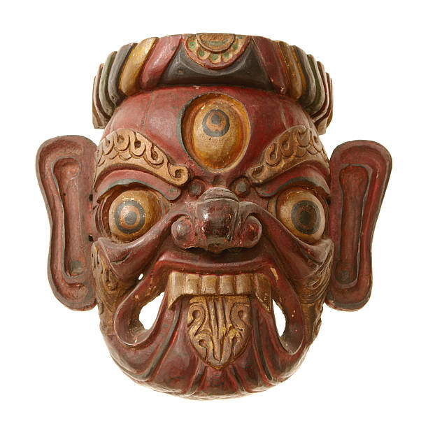 istock Tibetian mask isolated on white background 184397433