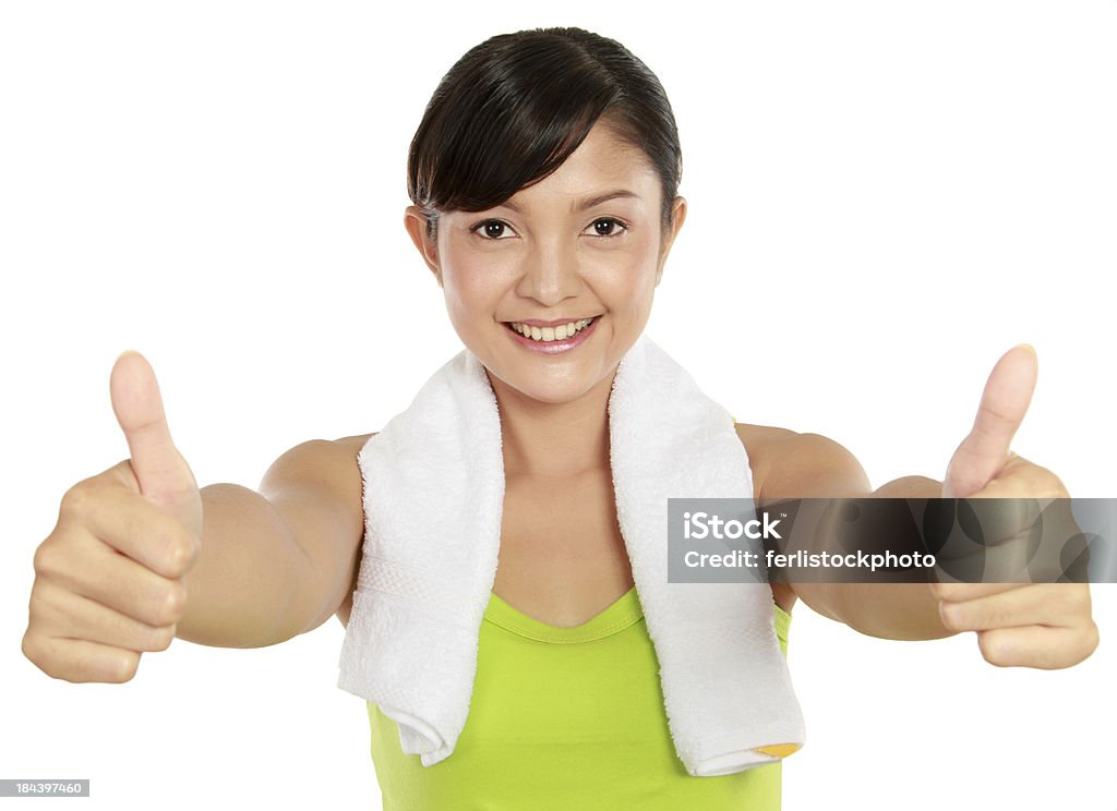 Good health portrait of fitness woman showing thumb up Active Lifestyle Stock Photo