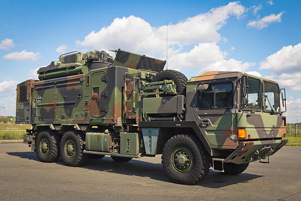 istock Large truck in a military camouflage 184398165