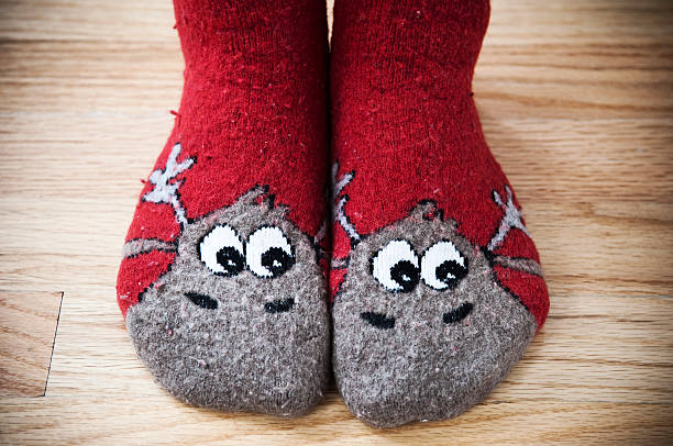 Christmas Reindeer Socks stock photo