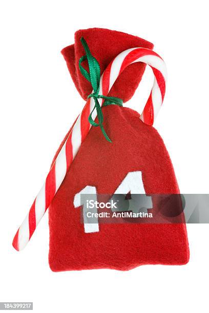 Red Christmas Bag For Advent Calendar Isolated On White Stock Photo - Download Image Now