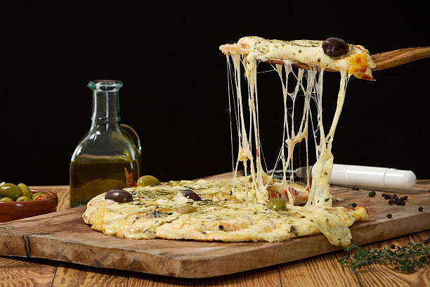 Tempting cheese pizza stock photo