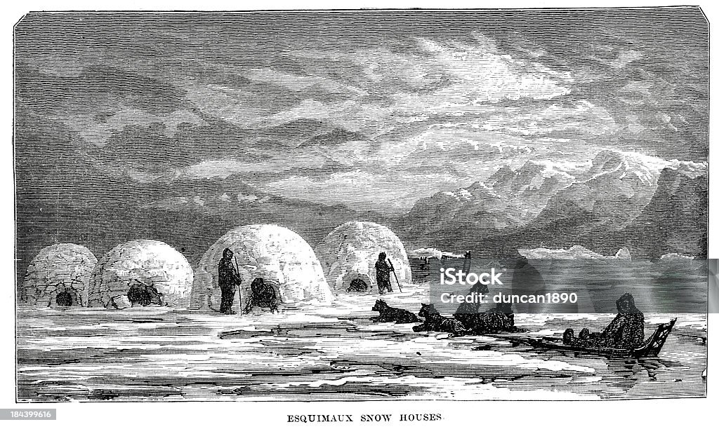 Casas Eskimos nieve - Ilustración de stock de Iglú libre de derechos