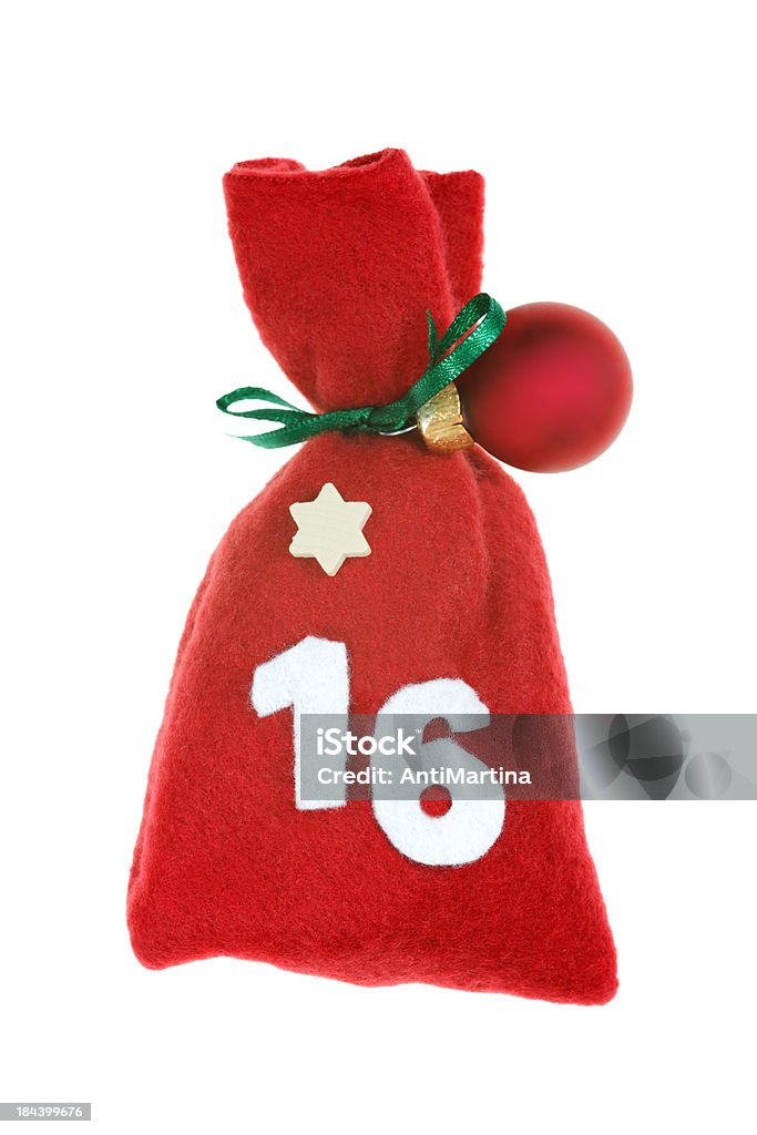 red Christmas Torba na kalendarz adwentowy na białym tle - Zbiór zdjęć royalty-free (Adwent)