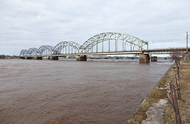 istock Railway bridge in Riga on the Daugava river, Latvia 184399834