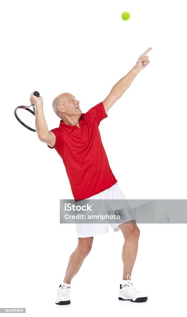 Che serve Giocatore di tennis senior - Foto stock royalty-free di 60-64 anni