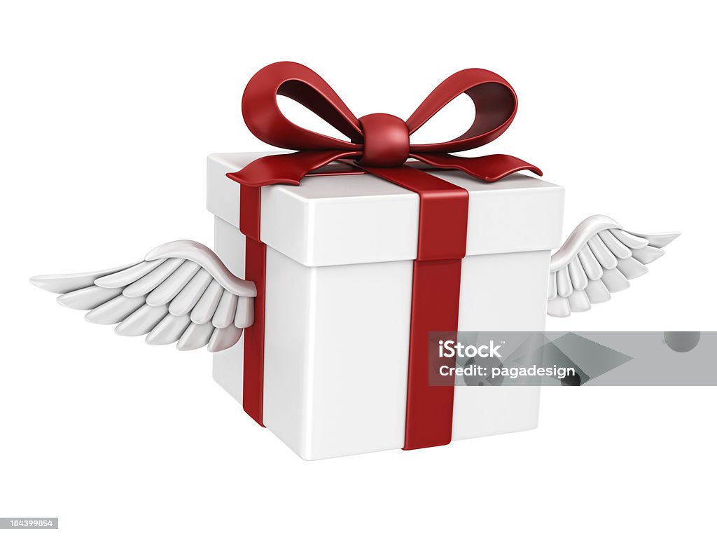Caixa de presente e asas - Foto de stock de Presente royalty-free
