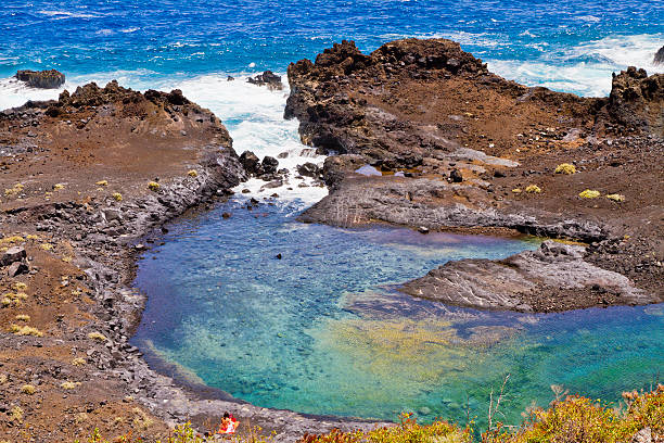 la palma costa rocciosa - rocky coastline spain la palma canary islands foto e immagini stock