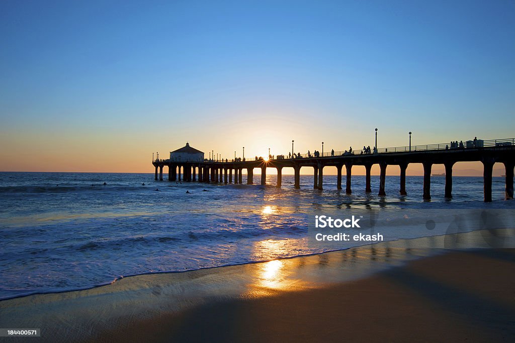 Pôr do sol na praia de Manhattan - Royalty-free Manhattan Beach - Califórnia Foto de stock
