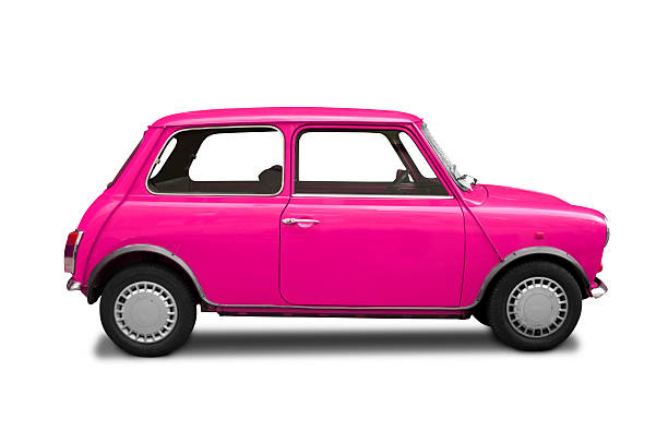mini cooper-pink - auto freisteller stock-fotos und bilder