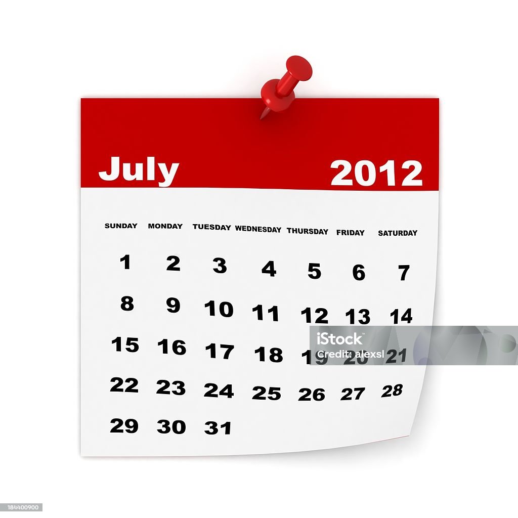 Calendario luglio 2012 - Foto stock royalty-free di 2012