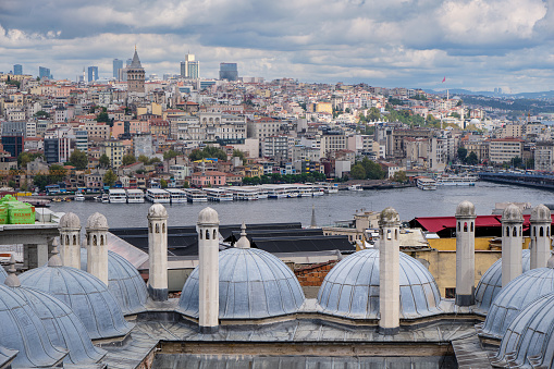 Aerial cityscape view of Galata area of Istanbul, Turkey on 10 September 2022