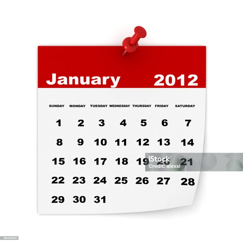Calendário de janeiro de 2012 - Foto de stock de 2011 royalty-free
