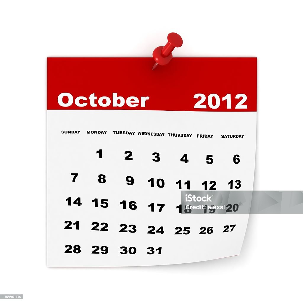 Calendário de outubro de 2012 - Foto de stock de 2012 royalty-free