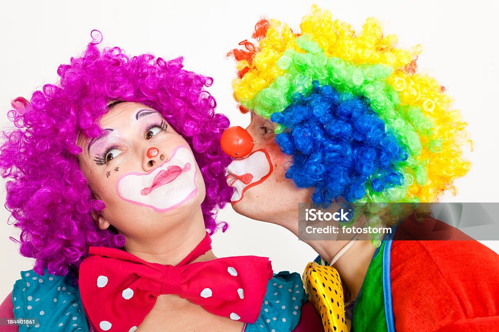 Deux Clowns Embrasser drôle - Photo de Clown libre de droits